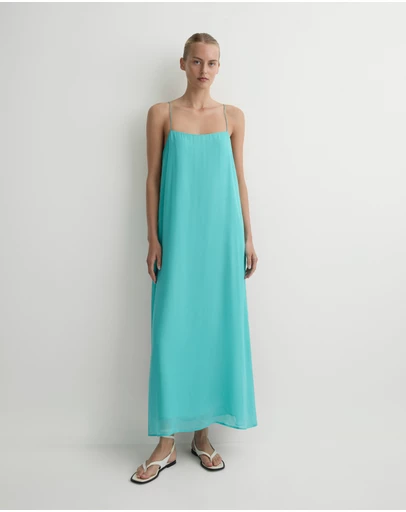 BONDI BORN - Capri Silk Cami Dress - Aqua