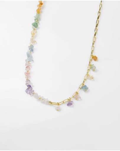 Wanderlust + Co - Kaleidoscope Beaded Gold Necklace