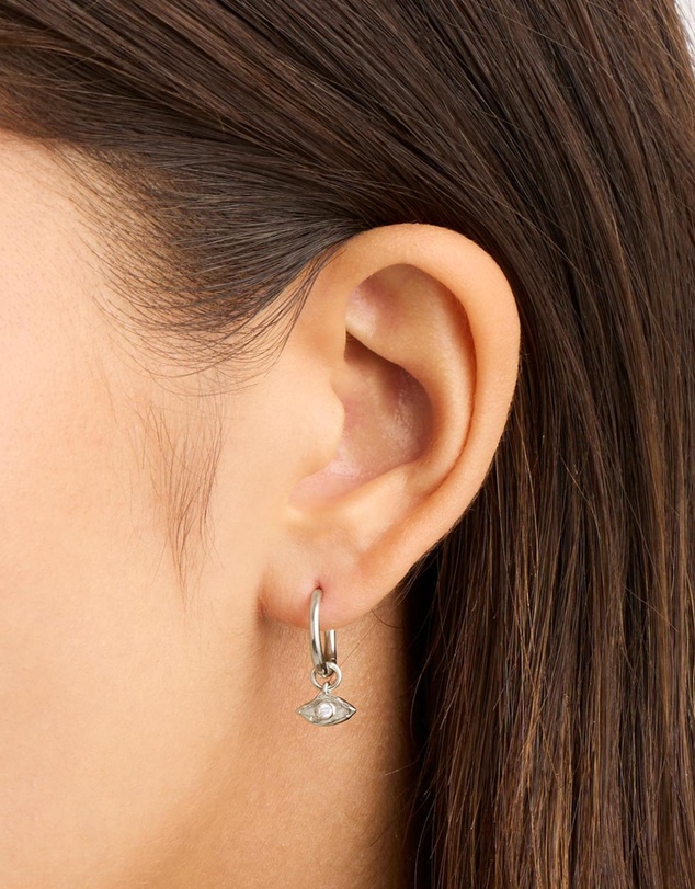 By Charlotte - Silver I Am Protected Hoops