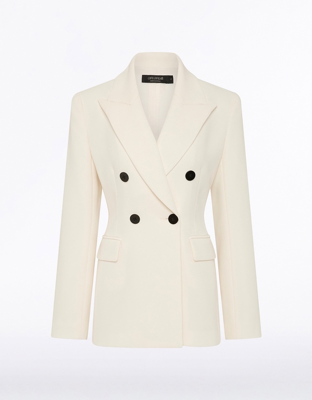 Carla Zampatti - Ivory Crepe Double Breasted Blazer