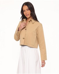 Petal & Pup - Mattie Cropped Trucker Jacket - Taupe