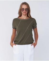 Amelius - Fern Contrast Detail Short Sleeve Knit