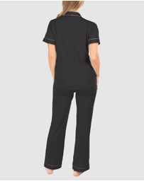 Angel Maternity - Maternity and Nursing Short Sleeve Pyjama Set in Black