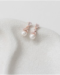 The White Collection - Phoebe - Delicate Rose Gold Pearl Bridal Earrings