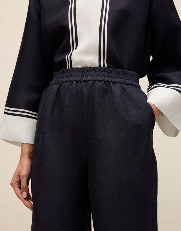 Trenery - Linen Blend Border Print Pant in Night Sky