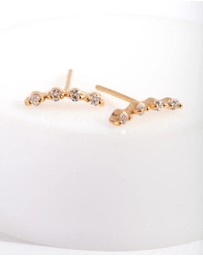 Lovisa - Gold Plated Sterling Silver 4 Diamante Crawler Earrings