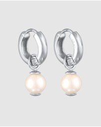 Kuzzoi - ICONIC EXCLUSIVE - Earrings Men's Creoles Pearl Pendant in 925 Sterling Silver