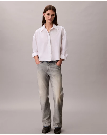 Calvin Klein - Poplin Relaxed Cropped Button-Down Shirt