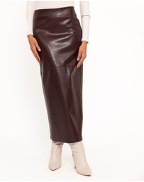 Petal & Pup - Koda Faux Leather Column Skirt - Burgundy