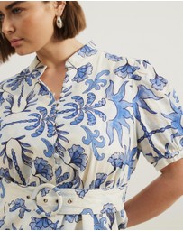 Atmos&Here Curvy - Bailey Button Front Linen Blend Mini Dress