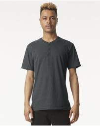 American Apparel - Unisex Henley Short Sleeve CVC T-Shirt
