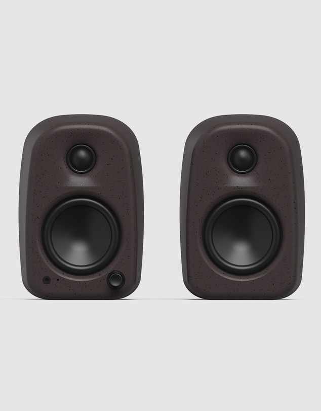 iWorld - Kanto UKI 100W Desktop Speakers with Bluetooth, USB-C, Headphone out, Pumice (Speckled Brown), Pair