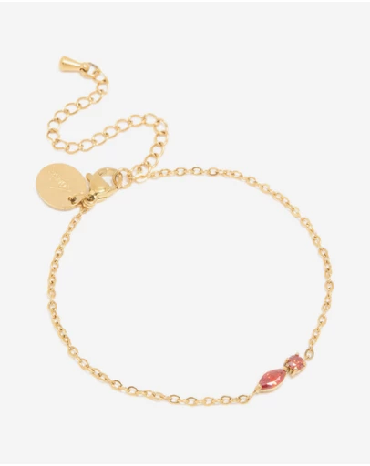 Lovisa - Waterproof Gold Plated Stainless Steel July Red Cubic Zirconia Birthstone Bracelet