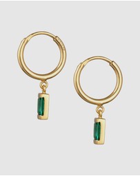 Elli Jewelry - Earrings Hoops Emerald Rectangle 925 Sterling Silver Gold-Plated