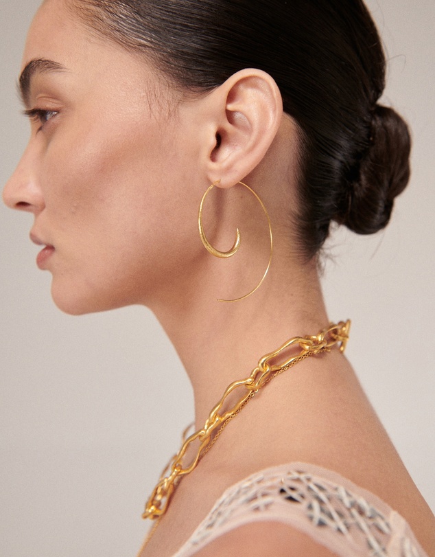 Ottoman Hands - Aegina Gold Pull Through Hoop Earrings