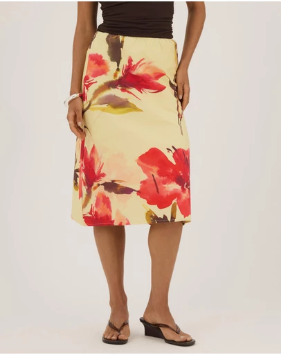 Atmos&Here - Lauren Floral Printed Midi Skirt
