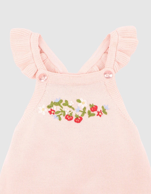 Bebe by Minihaha - Poppy Hand Emb. Organic Knit Bodysuit - Babies