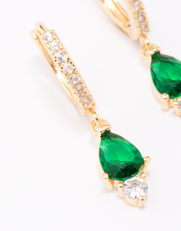 Lovisa - Gold Plated Pave Pear Round Drop Earrings
