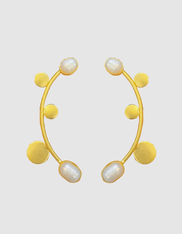 Meshca - Pearl Arc Earrings
