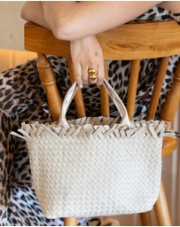 Chuchka - Woven Neoprene Mini Tote - Fringe Beige