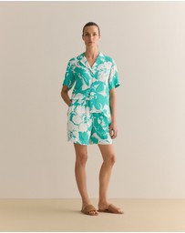 Trenery - Floral Crepe Pull On Short in Jade