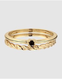 Elli Jewelry - Black Pearl Ring Set in Gold-Plated 925 Sterling Silver