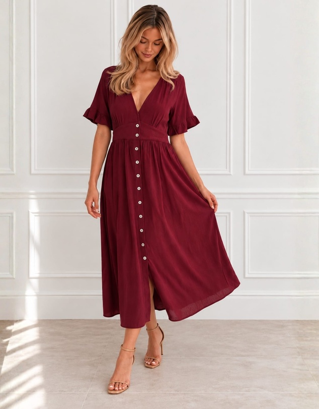 Esther & Co - Korbela Dress - Bordeaux