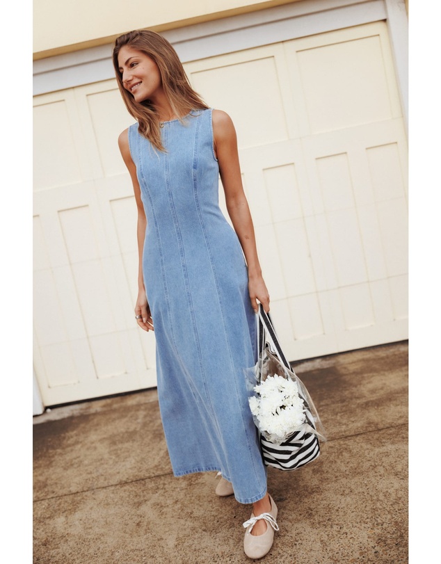 Petal & Pup - Cady Denim Maxi Dress - Blue