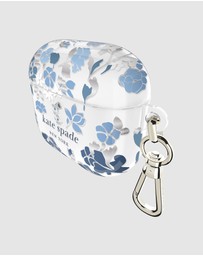 Kate Spade - Kate Spade Flowerbed Blue with Silver Clip Case for AirPod 4