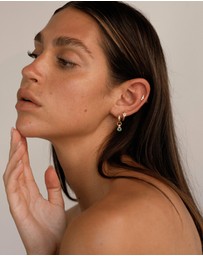 HOUSE OF SLANI - Green Emerald Charm Gold Hoops