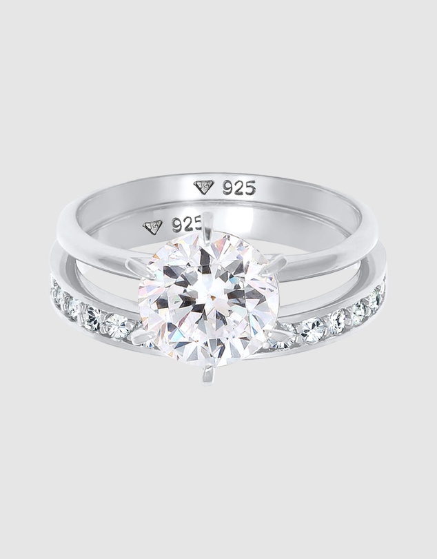 Elli Jewelry - Ring Set Crystal 925 Sterling Silver