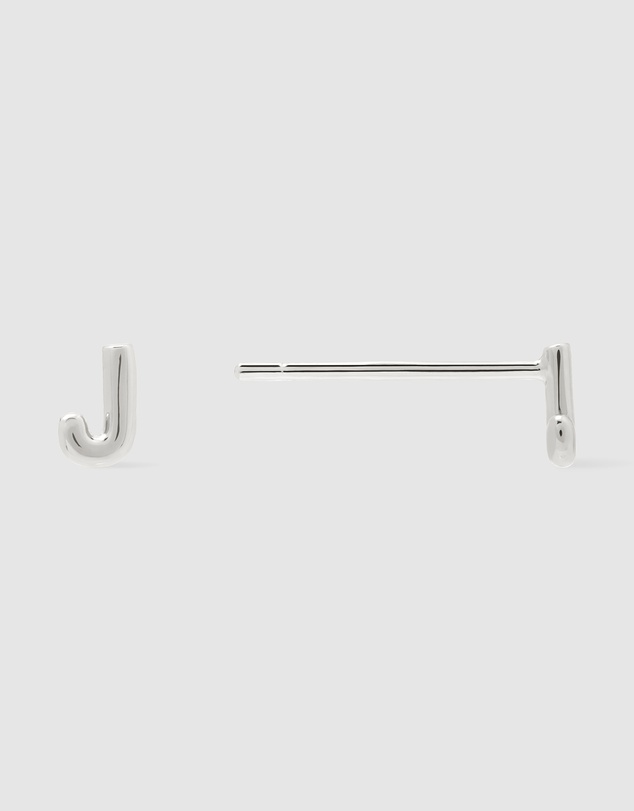 Wanderlust + Co - Alphabet Bubble Silver Stud Earrings - Letter J