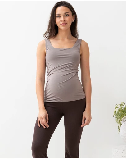 Angel Maternity - Maternity Deluxe Modal Tank in Mink Grey