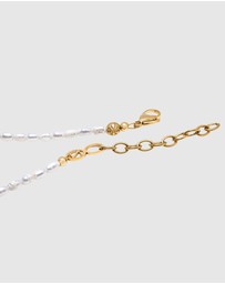 Nialaya Jewellery - Men's Mini Pearl Choker with Cross