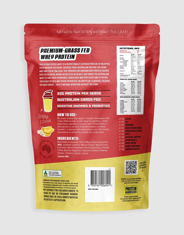 Protein Supplies Australia - Banana Australian Whey Protein - 1kg