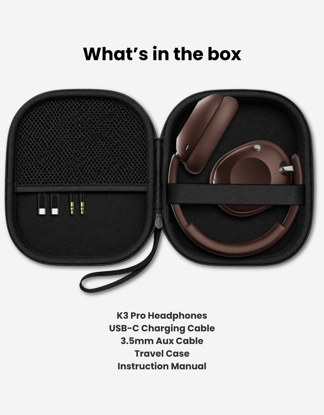 Sudio - K3 Pro - Wireless Active Noise Cancelling Over-Ear Headphones with Powerful Bass & All-Day Comfort