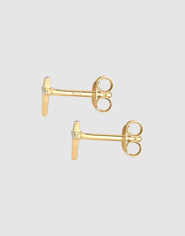 Elli Jewelry - Kids - Cross Kids Stud Earrings in Gold-Plated 925 Silver