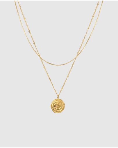 Elli Jewelry - Necklace Layer Disc 925 Sterling Silver Gold-Plated