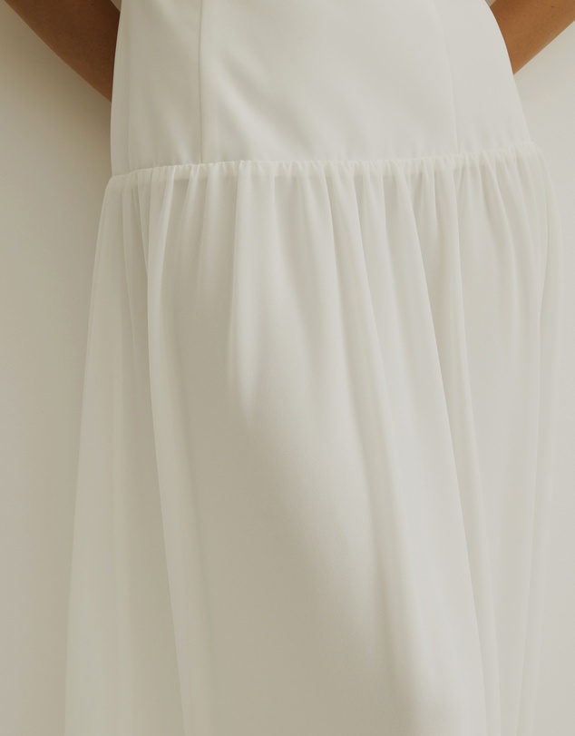 Atmos&Here - Strapless Chiffon Midi Dress