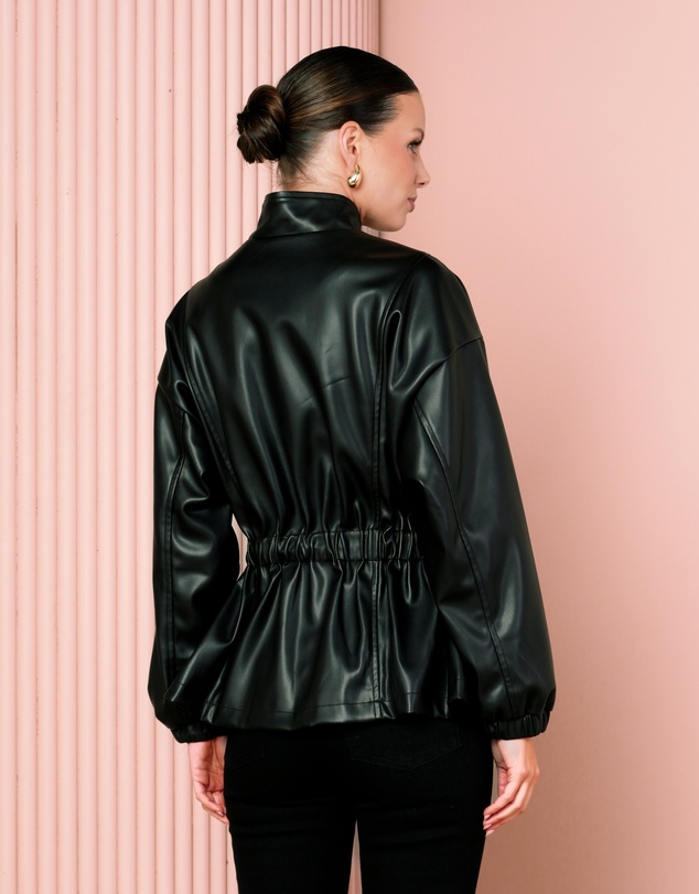 Azzurielle - Jyn Cinch Waist Leather Jacket