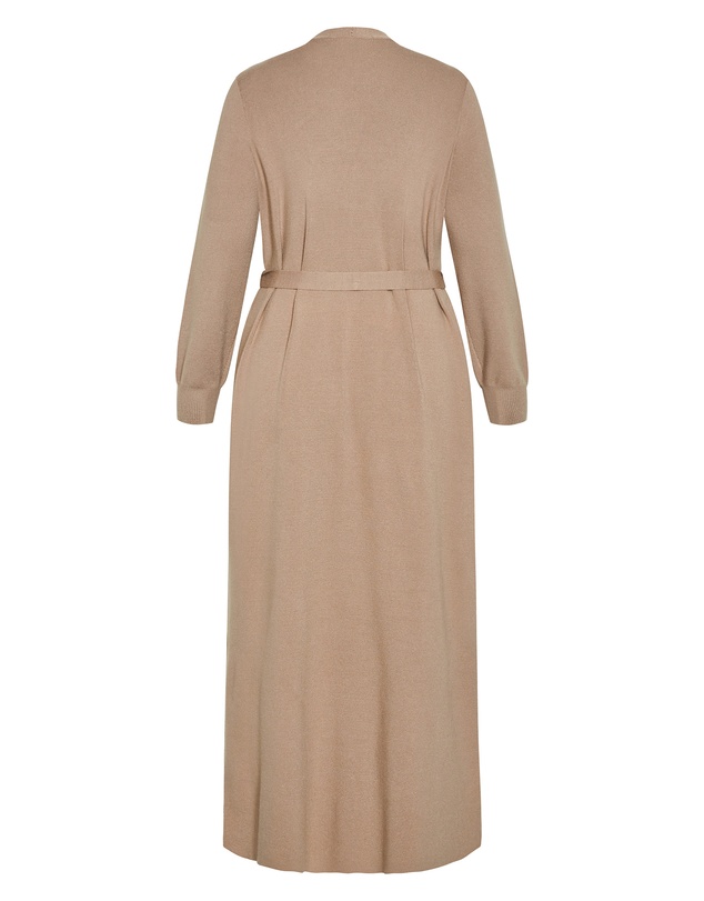 City Chic - Plus size Goldie Longline Cardigan - taupe