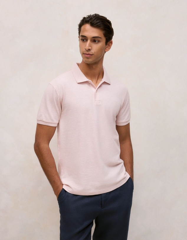 Trenery - Pique Marle Monogram Polo in Soft Lilac