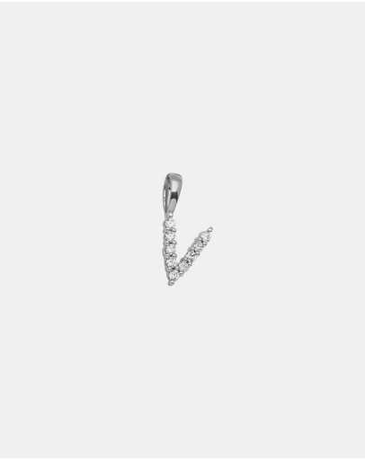 Zoe Olivia - 9K White Gold Lab Grown Diamond Initial V Pendant