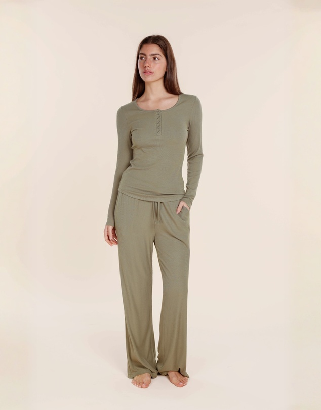 Gingerlilly - Lille Ribbed Long Sleeve Henley Top