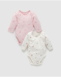 Purebaby - Easy Neck L/S Bodysuit 2 pack-Babies