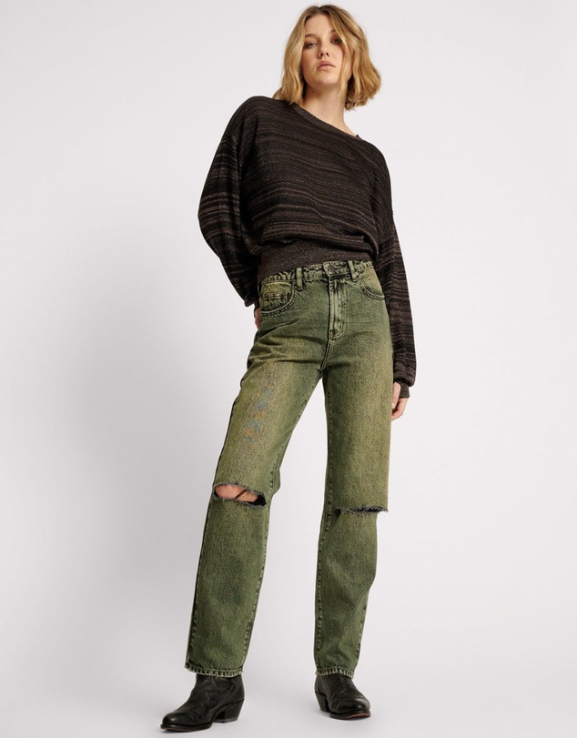 ONE TEASPOON - Black Khaki Awesome Baggies High Waist Straight Leg Jeans