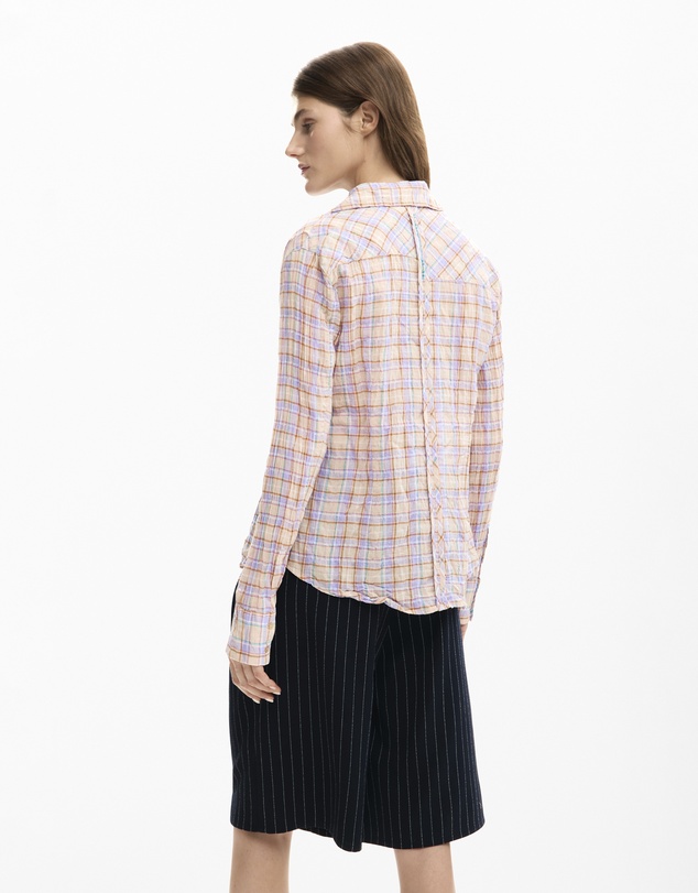 Desigual - Ruched checkered shirt