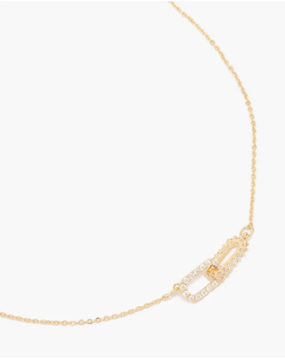 Lovisa - Gold Plated Brass Cubic Zirconia Dainty Link Pendant Necklace