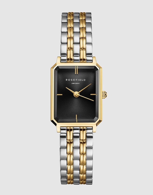 Rosefield - Octagon XS Black Gold Silver Duotone Bracelet Watch