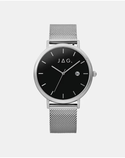 Jag - Ryan Mens Black Dial 43mm Silver/Black Watch Set